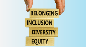Building blocks with the words diversity, equality, diversity and equity on them.